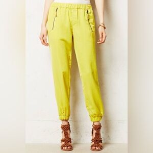 Anthropologie Yellow Zipper pocket track pants